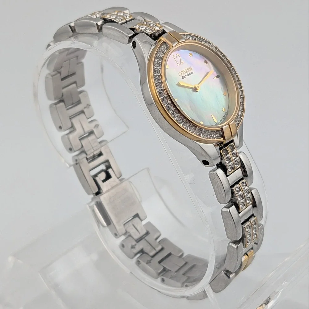 Citizen Stiletto Eco-Drive Diamond Bezel MOP Two-Tone Watch B023-S076382 23mm